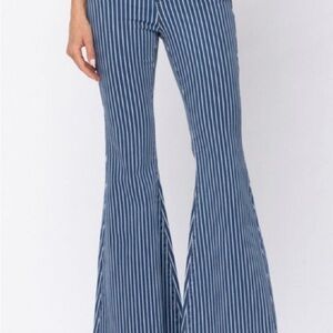 Judy Blue Striped Flare Jeans in Blue and White